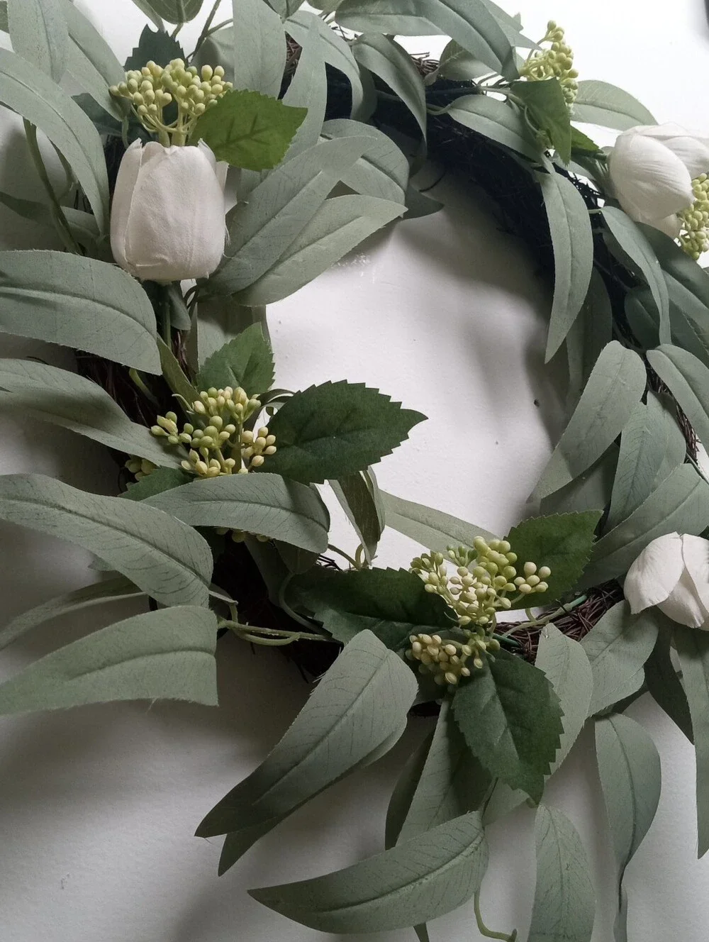 White Tulip Eucalyptus And Floral Wreath Bundle
